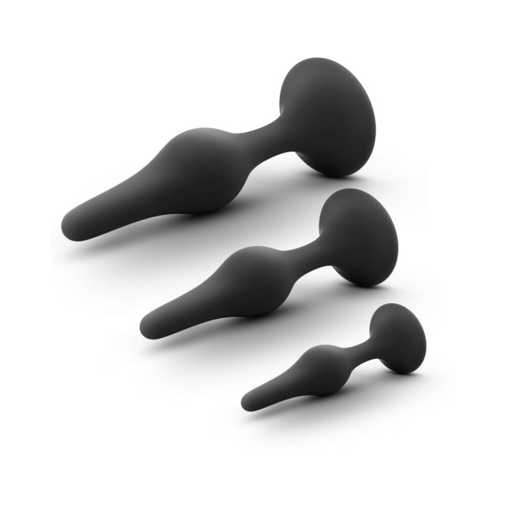 BLUSH - ANAL ADVENTURES PLATINUM SILICONE 3-PIECE BEGINNER PLUG KIT BLACK
