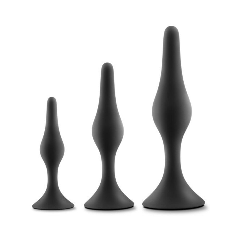BLUSH - ANAL ADVENTURES PLATINUM SILICONE 3-PIECE BEGINNER PLUG KIT BLACK