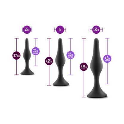 BLUSH - ANAL ADVENTURES PLATINUM SILICONE 3-PIECE BEGINNER PLUG KIT BLACK