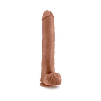 AU NATUREL DADDY 14 IN. POSABLE DUAL DENSITY DILDO WITH BALLS TAN