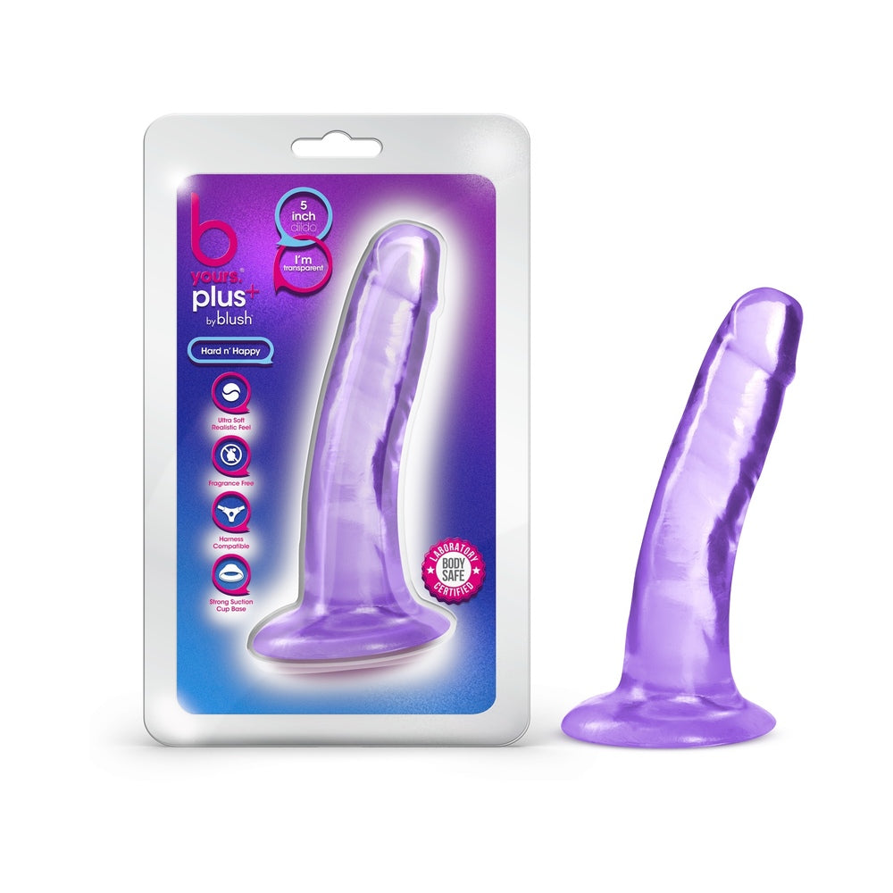 B YOURS PLUS HARD N'' HAPPY 5 IN. DILDO PURPLE