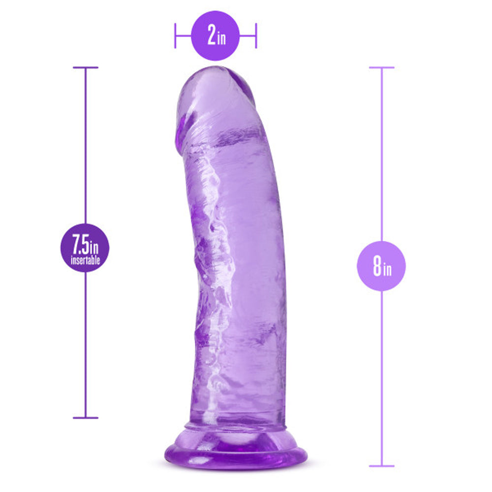 B YOURS PLUS ROAR N'' RIDE 8 IN. DILDO PURPLE
