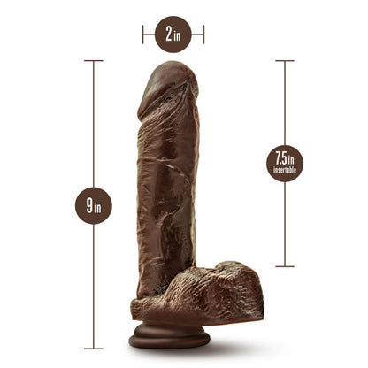 DR. SKIN PLUS THICK 9 IN. TRIPLE DENSITY POSABLE DILDO WITH BALLS BROWN