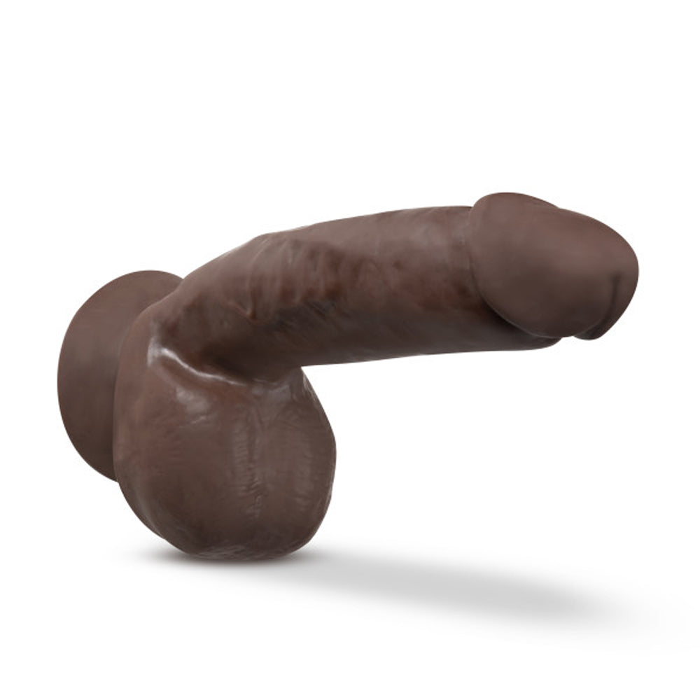 DR. SKIN PLUS THICK 8 IN. TRIPLE DENSITY POSABLE DILDO WITH BALLS BROWN