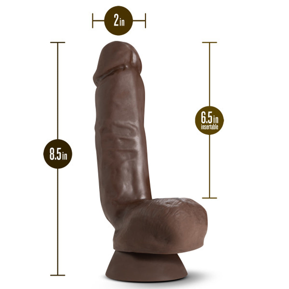 DR. SKIN PLUS THICK 8 IN. TRIPLE DENSITY POSABLE DILDO WITH BALLS BROWN