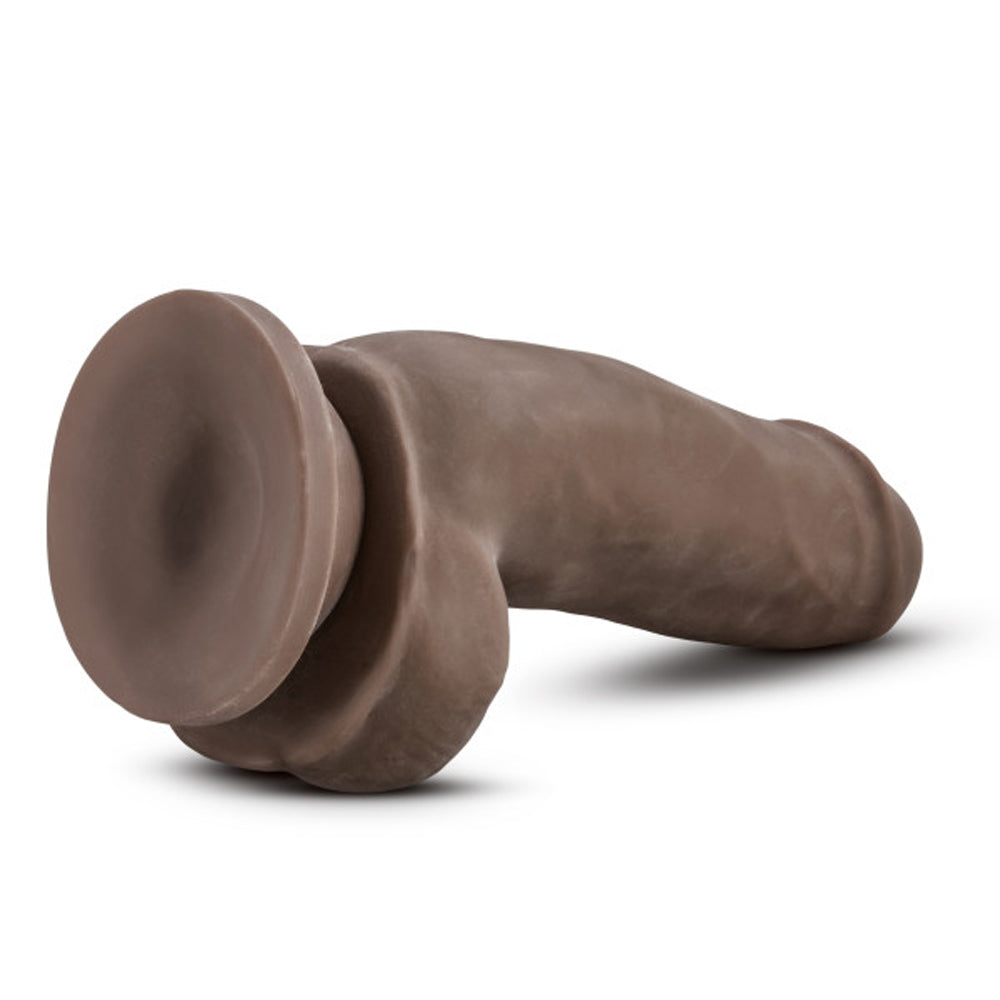 DR. SKIN PLUS GIRTHY 7 IN. TRIPLE DENSITY POSABLE DILDO WITH BALLS BROWN