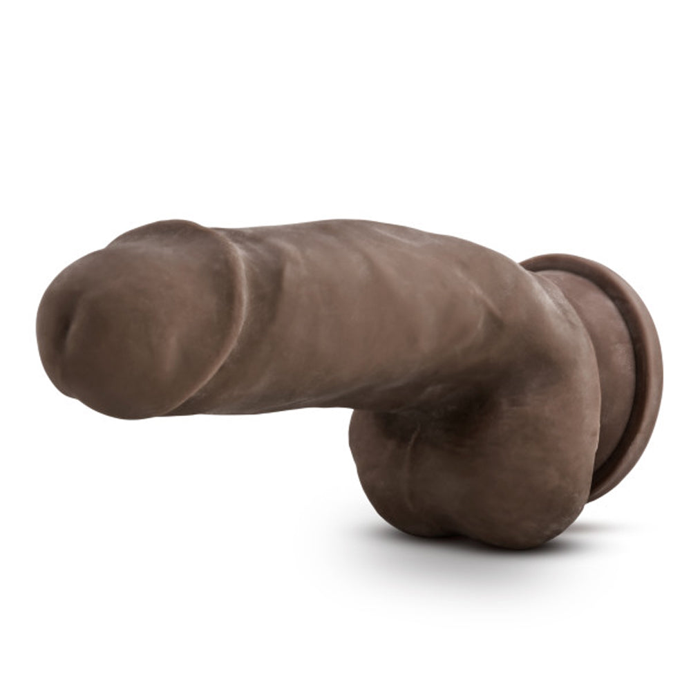 DR. SKIN PLUS GIRTHY 7 IN. TRIPLE DENSITY POSABLE DILDO WITH BALLS BROWN