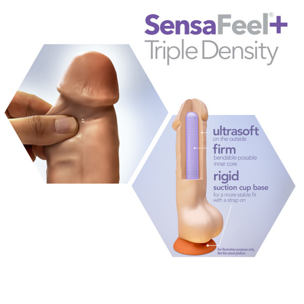 DR. SKIN PLUS REALISTIC 7 IN. TRIPLE DENSITY POSABLE DILDO WITH BALLS TAN