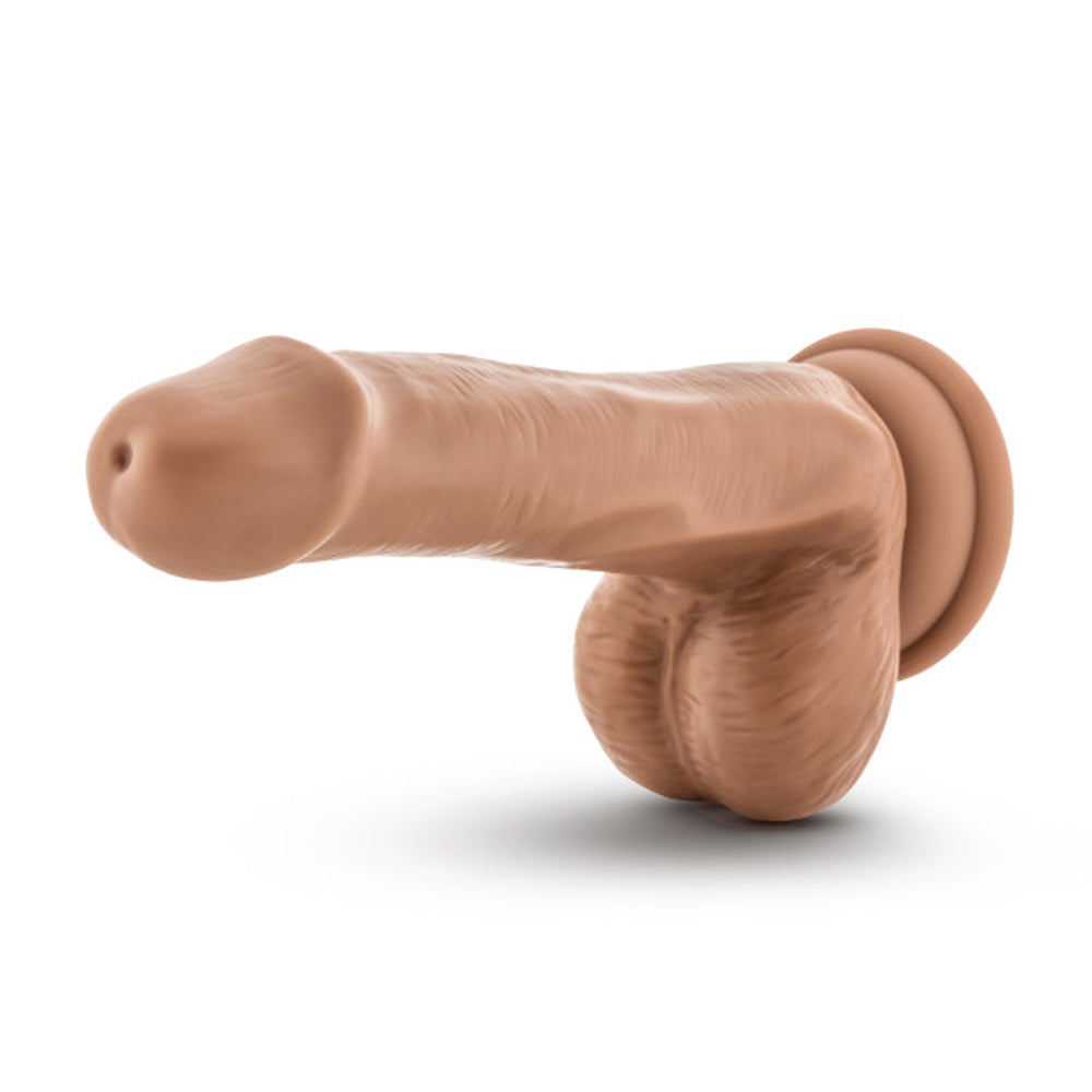 DR. SKIN PLUS REALISTIC 6 IN. TRIPLE DENSITY POSABLE DILDO WITH BALLS TAN