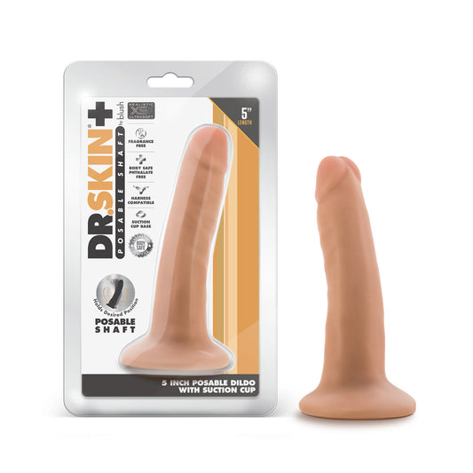 BLUSH - DR. SKIN PLUS REALISTIC 5 IN. TRIPLE DENSITY POSABLE DILDO BEIGE