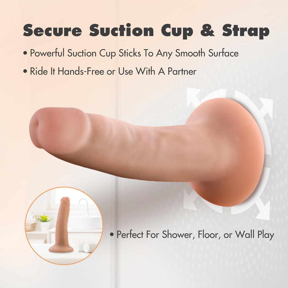 BLUSH - DR. SKIN PLUS DILDO REALISTA DE 5 PULGADAS, TRIPLE DENSIDAD Y ARTICULADO, COLOR BEIGE