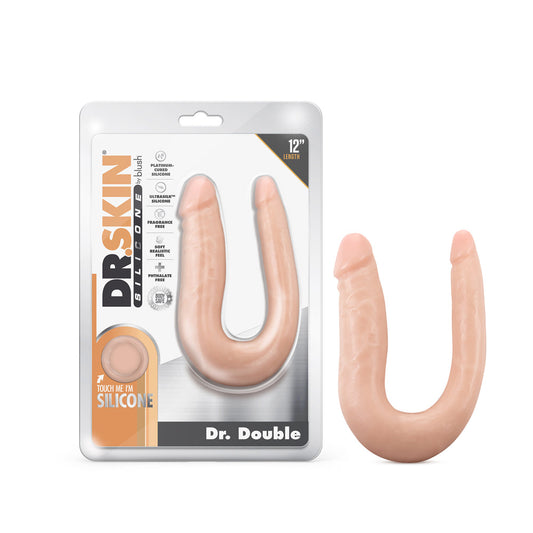 BLUSH - DR. SKIN SILICONE DR. DOUBLE REALISTIC 12 IN. DUAL-ENDED DILDO BEIGE
