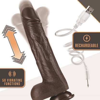 BLUSH - DR. SKIN DR. MURPHY 8 IN. THRUSTING & GYRATING DILDO WITH REMOTE CONTROL BROWN
