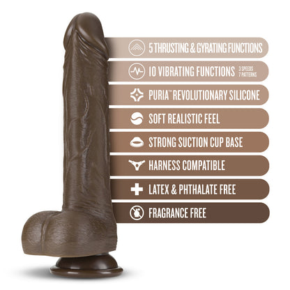 BLUSH - DR. SKIN DR. MURPHY 8 IN. THRUSTING & GYRATING DILDO WITH REMOTE CONTROL BROWN