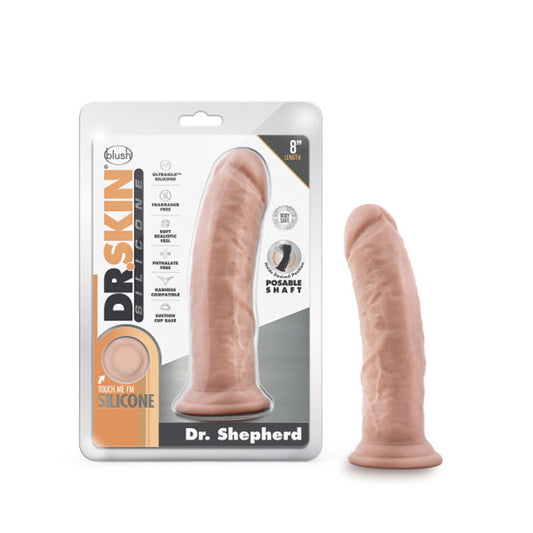 DR. SKIN SILICONE DR. SHEPHERD REALISTIC 8 IN. POSABLE DILDO BEIGE