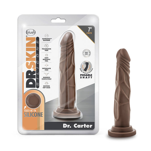 DR. SKIN SILICONE DR. CARTER REALISTIC 7 IN. POSABLE DILDO BROWN