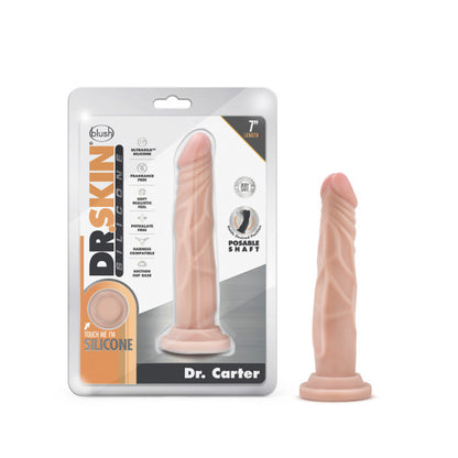 DR. SKIN SILICONE DR. CARTER REALISTIC 7 IN. POSABLE DILDO BEIGE