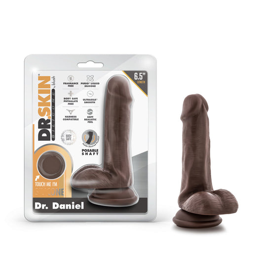 BLUSH - DR. SKIN SILICONE DR. DANIEL 6.5 IN. POSABLE DILDO WITH BALLS