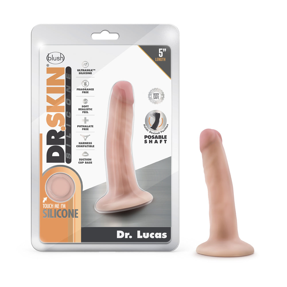 BLUSH - DR. SKIN SILICONE DR. LUCAS DILDO POSICIONABLE DE 5.5 PULGADAS