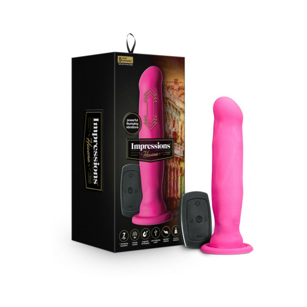 BLUSH - IMPRESSIONS HAVANA REMOTE-CONTROLLED 8 IN. THUMPING DILDO PINK