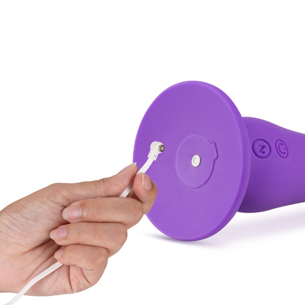 BLUSH - IMPRESSIONS IBIZA RECHARGEABLE SILICONE 7.75 IN. VIBRATING DILDO WITH SUCTION CUP PLUM
