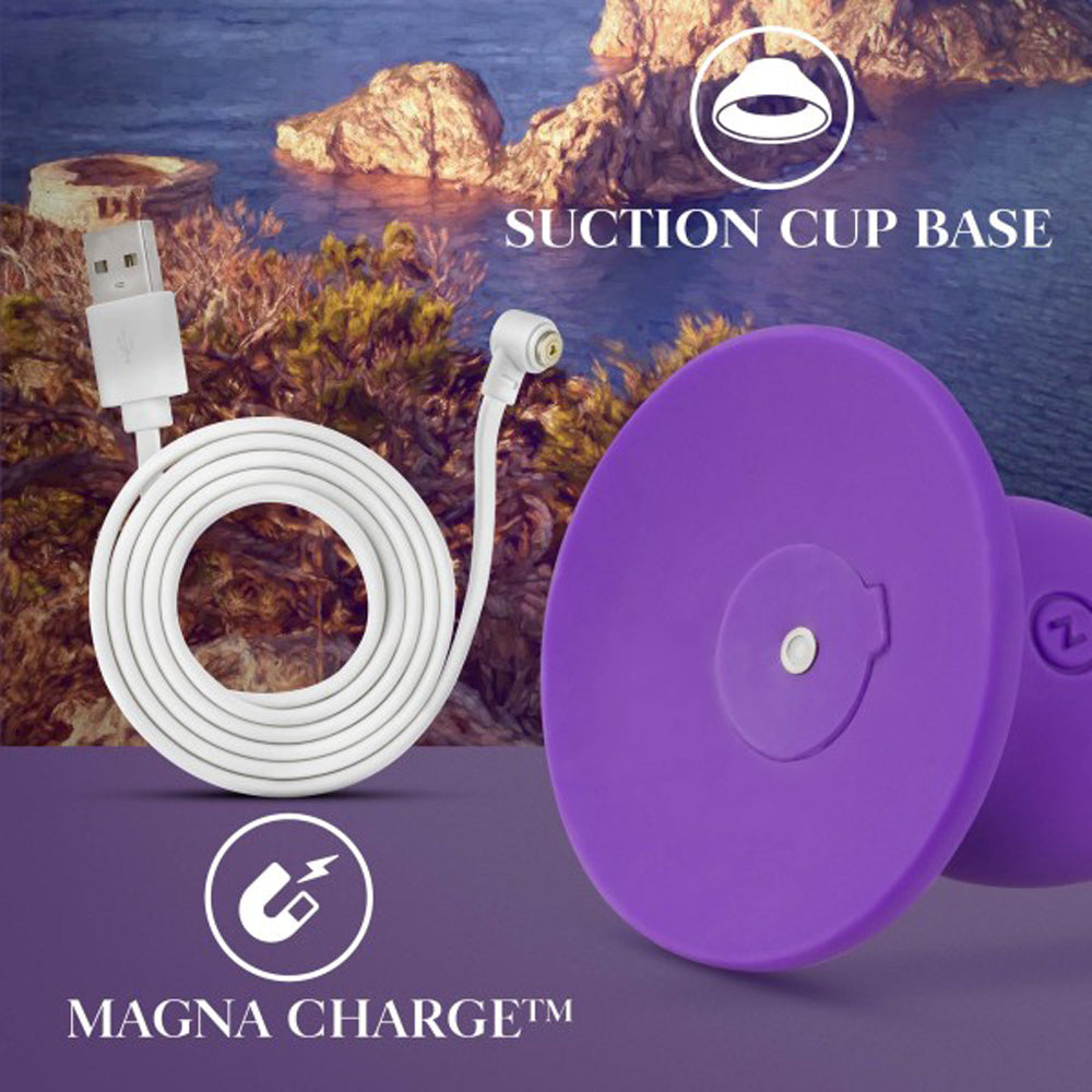 BLUSH - IMPRESSIONS IBIZA RECHARGEABLE SILICONE 7.75 IN. VIBRATING DILDO WITH SUCTION CUP PLUM