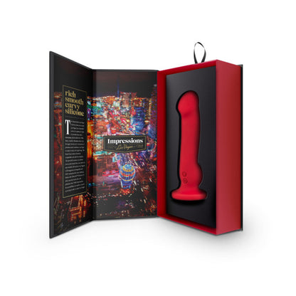 IMPRESSIONS LAS VEGAS RECHARGEABLE SILICONE 8.25 IN. VIBRATING DILDO CRIMSON