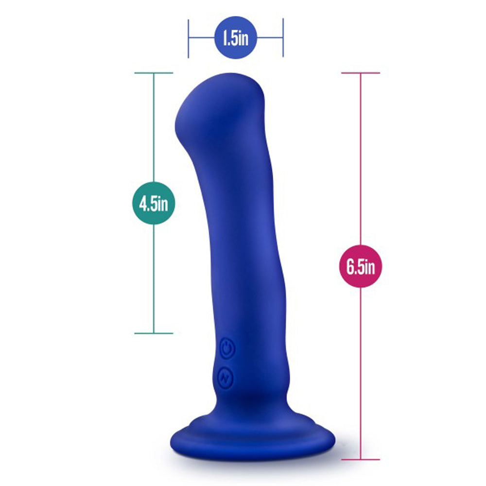BLUSH - IMPRESSIONS SANTORINI RECHARGEABLE SILICONE 6.5 IN. VIBRATING DILDO BLUE
