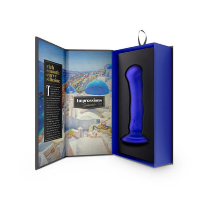 BLUSH - IMPRESSIONS SANTORINI RECHARGEABLE SILICONE 6.5 IN. VIBRATING DILDO BLUE