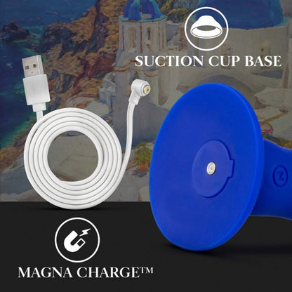 BLUSH - IMPRESSIONS SANTORINI RECHARGEABLE SILICONE 6.5 IN. VIBRATING DILDO BLUE