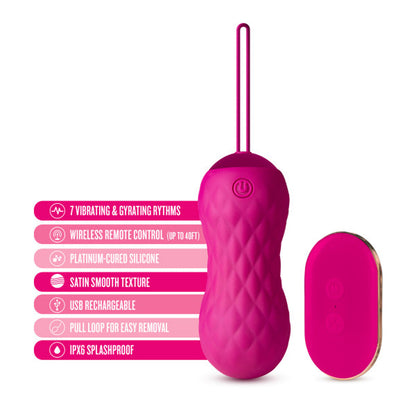 BLUSH - LUSH CARINA RECHARGEABLE REMOTE-CONTROLLED SILICONE EGG VIBRATOR VELVET