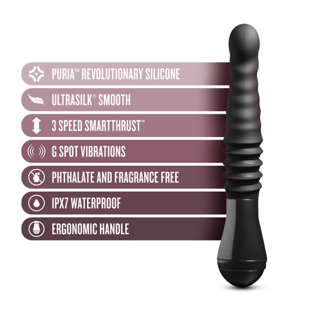 TEMPTASIA LAZARUS RECHARGEABLE 10 IN. SILICONE THRUSTING DILDO BLACK