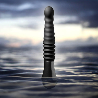 TEMPTASIA LAZARUS RECHARGEABLE 10 IN. SILICONE THRUSTING DILDO BLACK