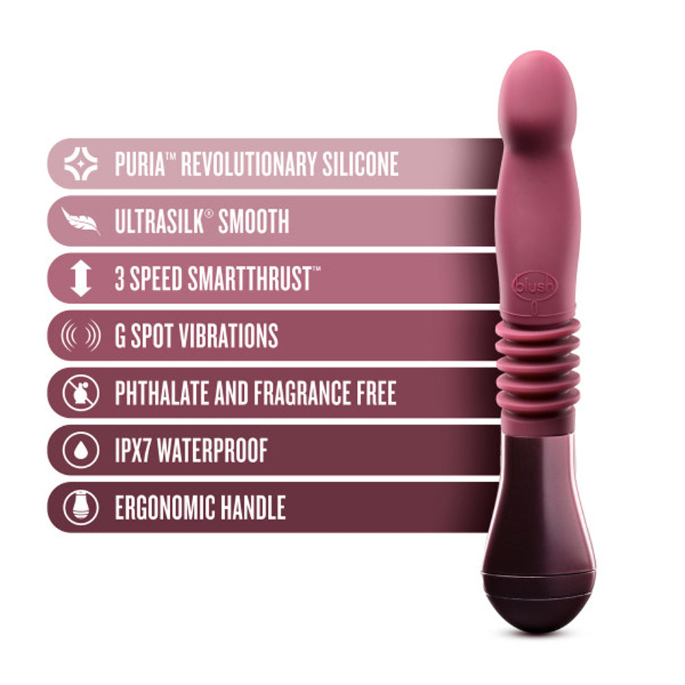 BLUSH - TEMPTASIA TRIXIE RECHARGEABLE 10 IN. SILICONE THRUSTING DILDO WINE