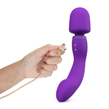 WELLNESS DUAL SENSE RECHARGEABLE SILICONE DUAL ENDED G-SPOT & WAND VIBRATOR PURPLE