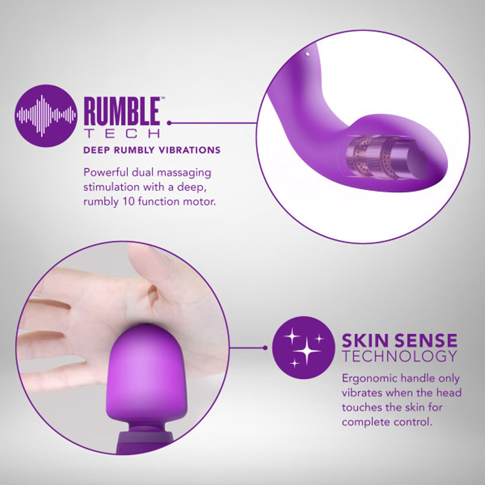 WELLNESS DUAL SENSE RECHARGEABLE SILICONE DUAL ENDED G-SPOT & WAND VIBRATOR PURPLE