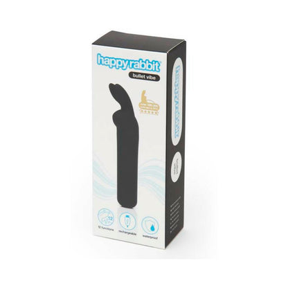 HAPPY RABBIT RECHARGEABLE SILICONE BULLET VIBRATOR WITH EARS BLACK