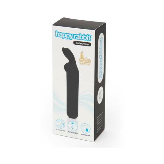HAPPY RABBIT RECHARGEABLE SILICONE BULLET VIBRATOR WITH EARS BLACK
