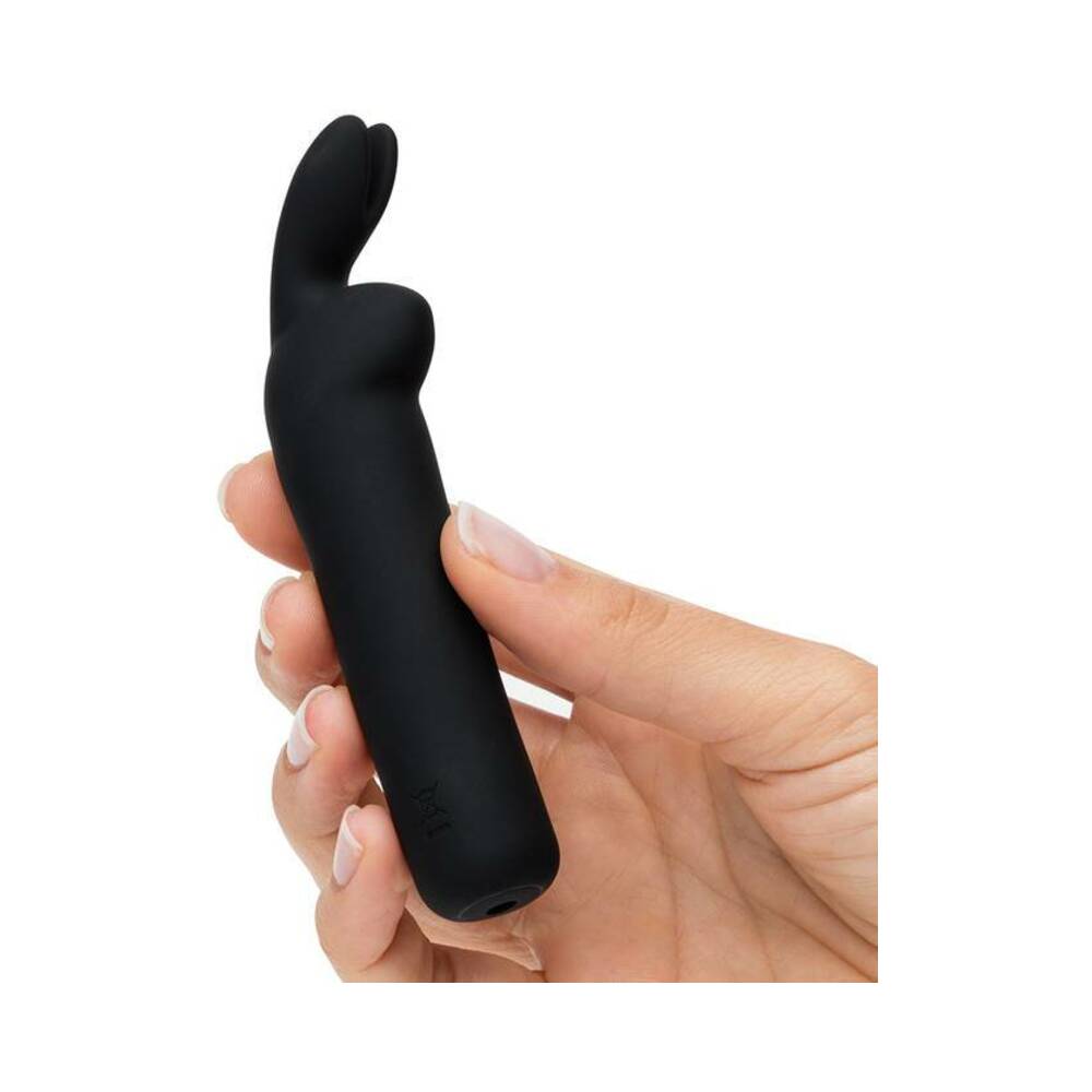HAPPY RABBIT RECHARGEABLE SILICONE BULLET VIBRATOR WITH EARS BLACK