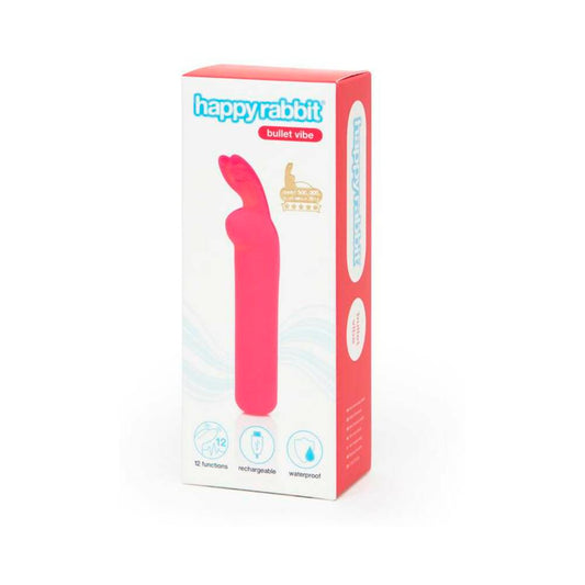 HAPPY RABBIT RECHARGEABLE SILICONE BULLET VIBRATOR WITH EARS PINK