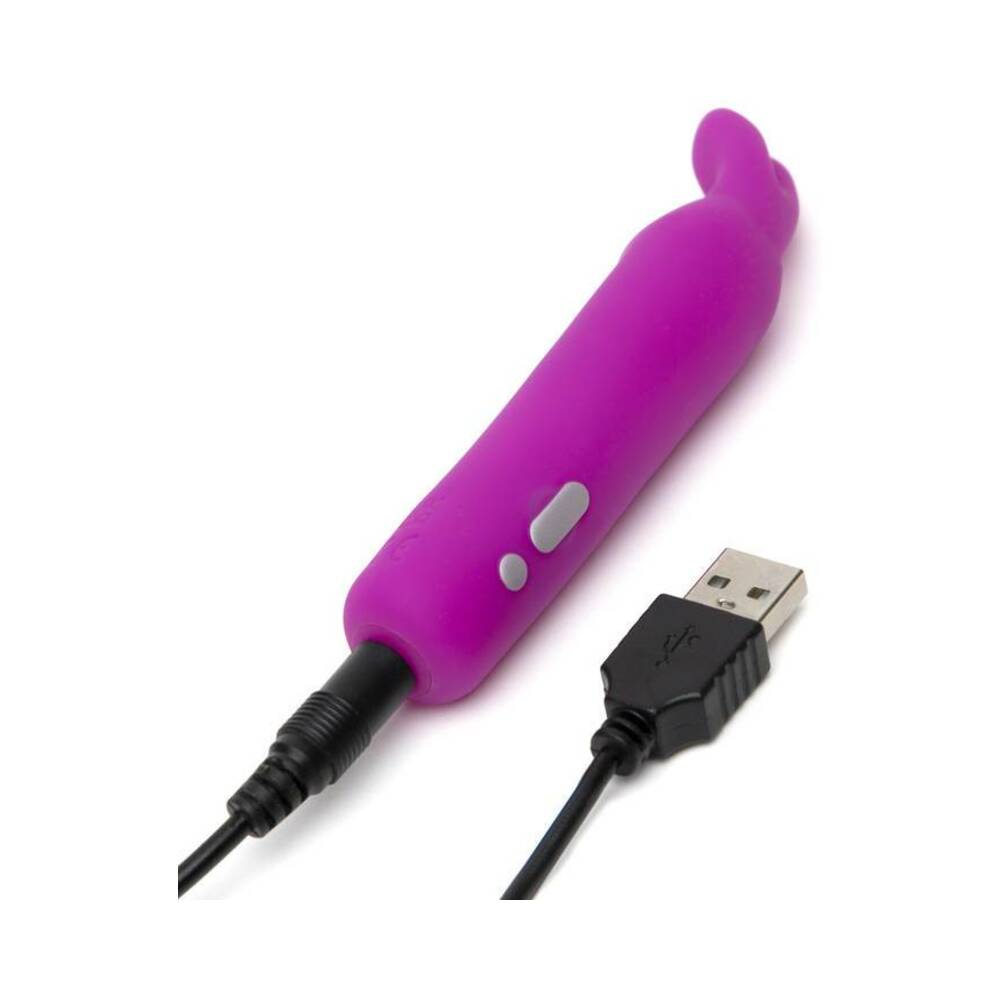 HAPPY RABBIT RECHARGEABLE SILICONE BULLET VIBRATOR WITH EARS PURPLE