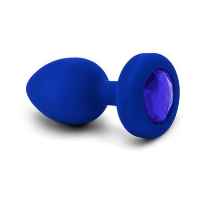 B-VIBE VIBRATING JEWEL RECHARGEABLE REMOTE-CONTROLLED ANAL PLUG WITH GEM BASE BLUE SAPPHIRE LARGE/X-LARGE