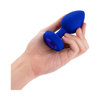 B-VIBE VIBRATING JEWEL RECHARGEABLE REMOTE-CONTROLLED ANAL PLUG WITH GEM BASE BLUE SAPPHIRE LARGE/X-LARGE