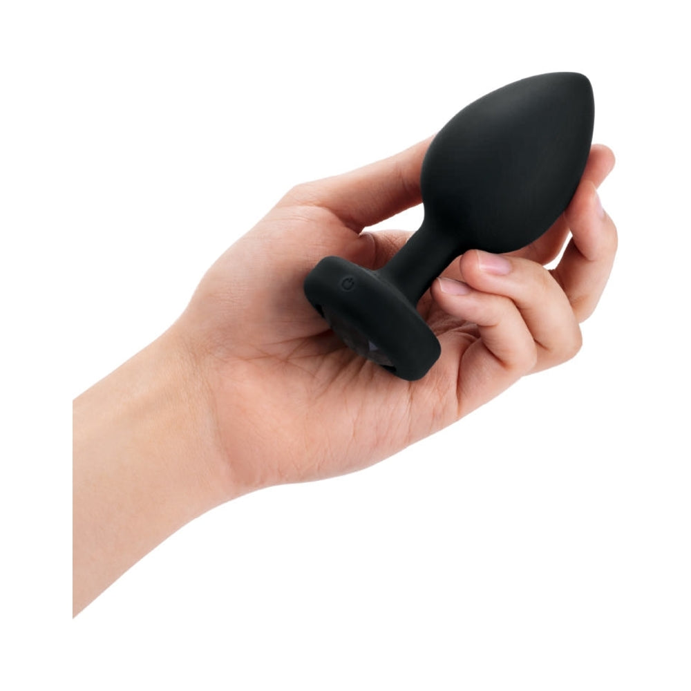 B-VIBE - VIBRATING JEWEL RECHARGEABLE REMOTE-CONTROLLED ANAL PLUG WITH GEM BASE BLACK DIAMOND XX-LARGE