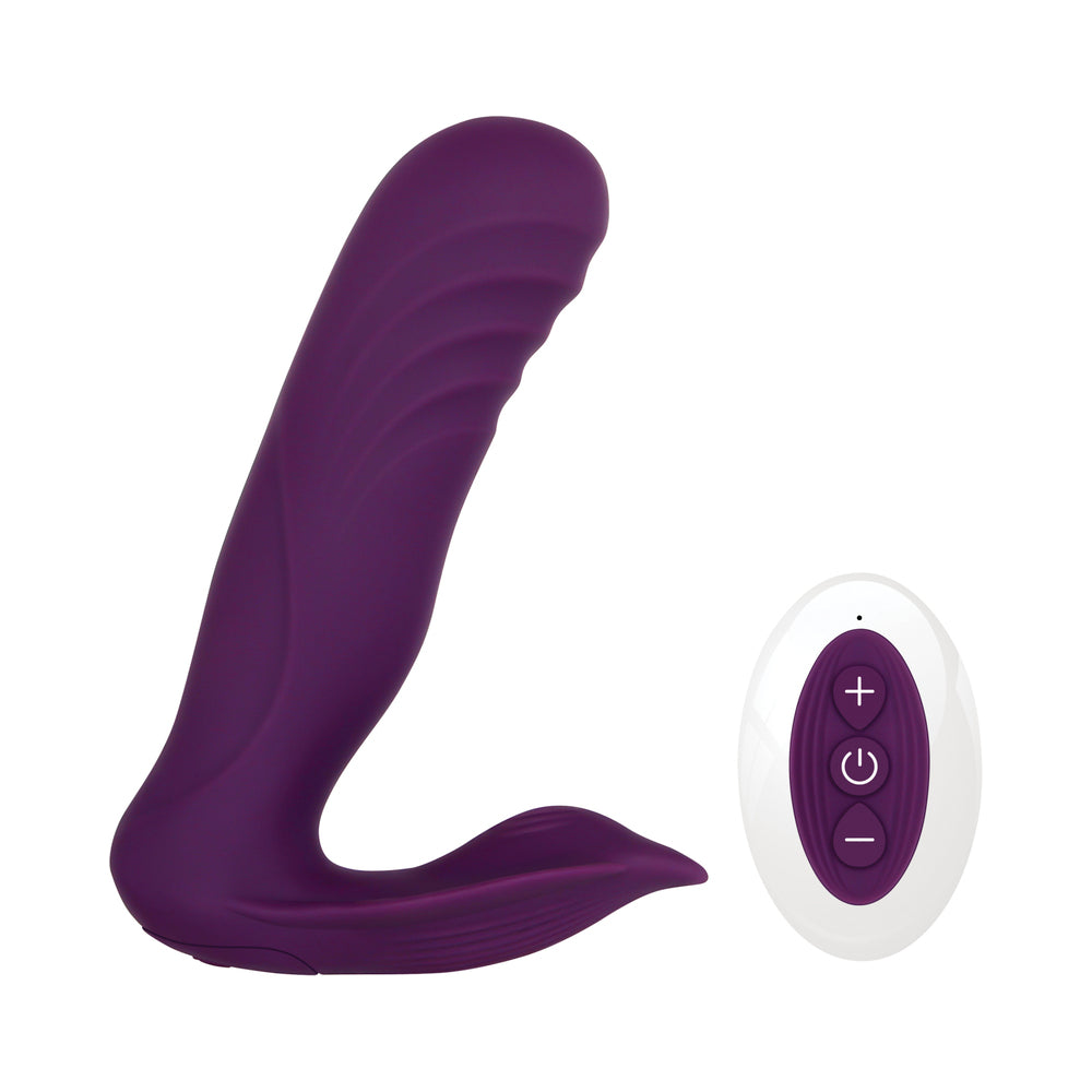 GENDER X - VELVET HAMMER RECHARGEABLE REMOTE-CONTROLLED THUMPING THRUSTING DUAL STIMULATOR PURPLE