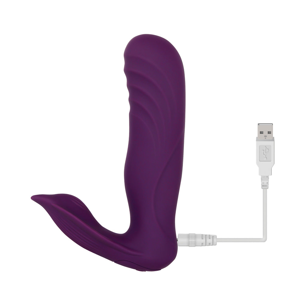 GENDER X - VELVET HAMMER RECHARGEABLE REMOTE-CONTROLLED THUMPING THRUSTING DUAL STIMULATOR PURPLE