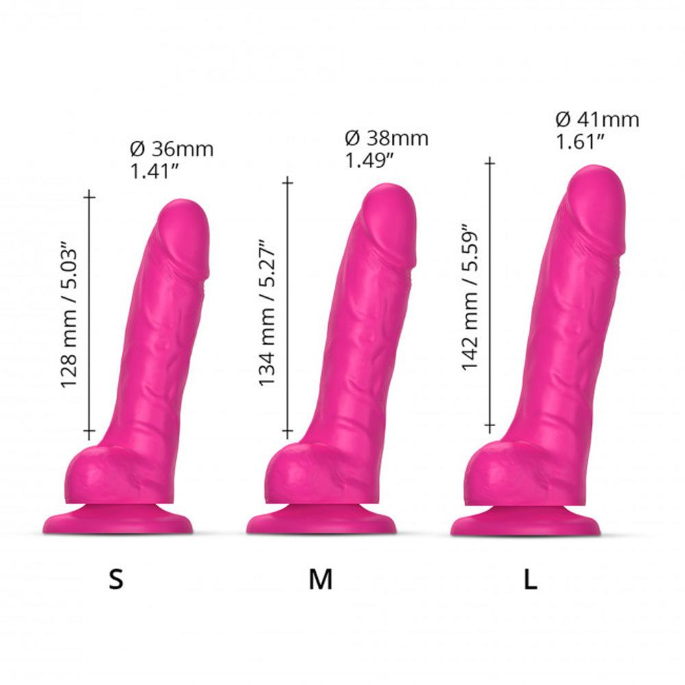 STRAP-ON-ME REALISTIC COLLECTION SLIDING SKIN DUAL-DENSITY SILICONE DILDO FUCHSIA S