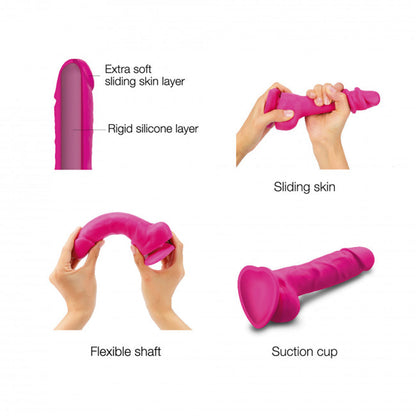 STRAP-ON-ME REALISTIC COLLECTION SLIDING SKIN DUAL-DENSITY SILICONE DILDO FUCHSIA S