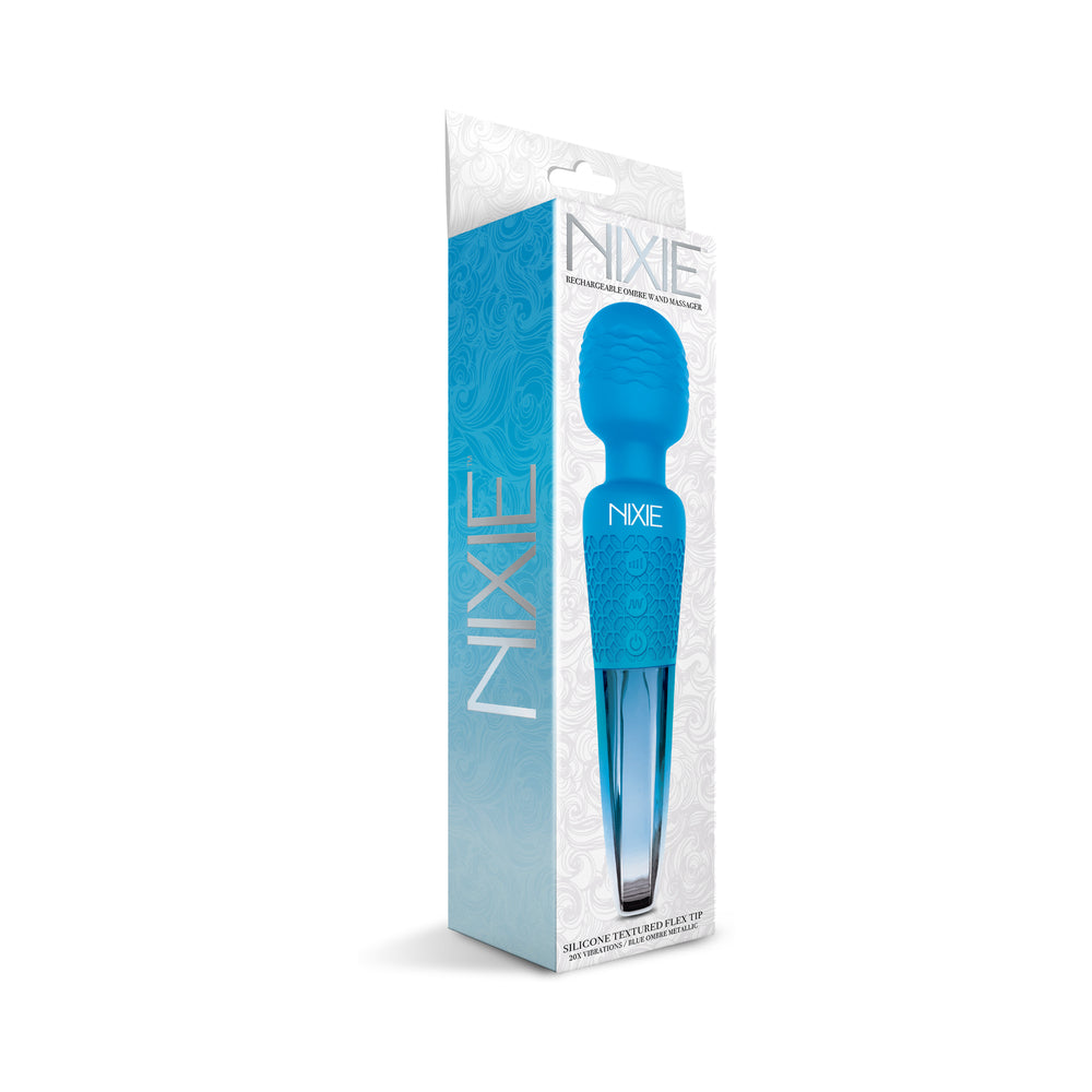 NIXIE RECHARGEABLE WAND MASSAGER BLUE OMBRE METALLIC