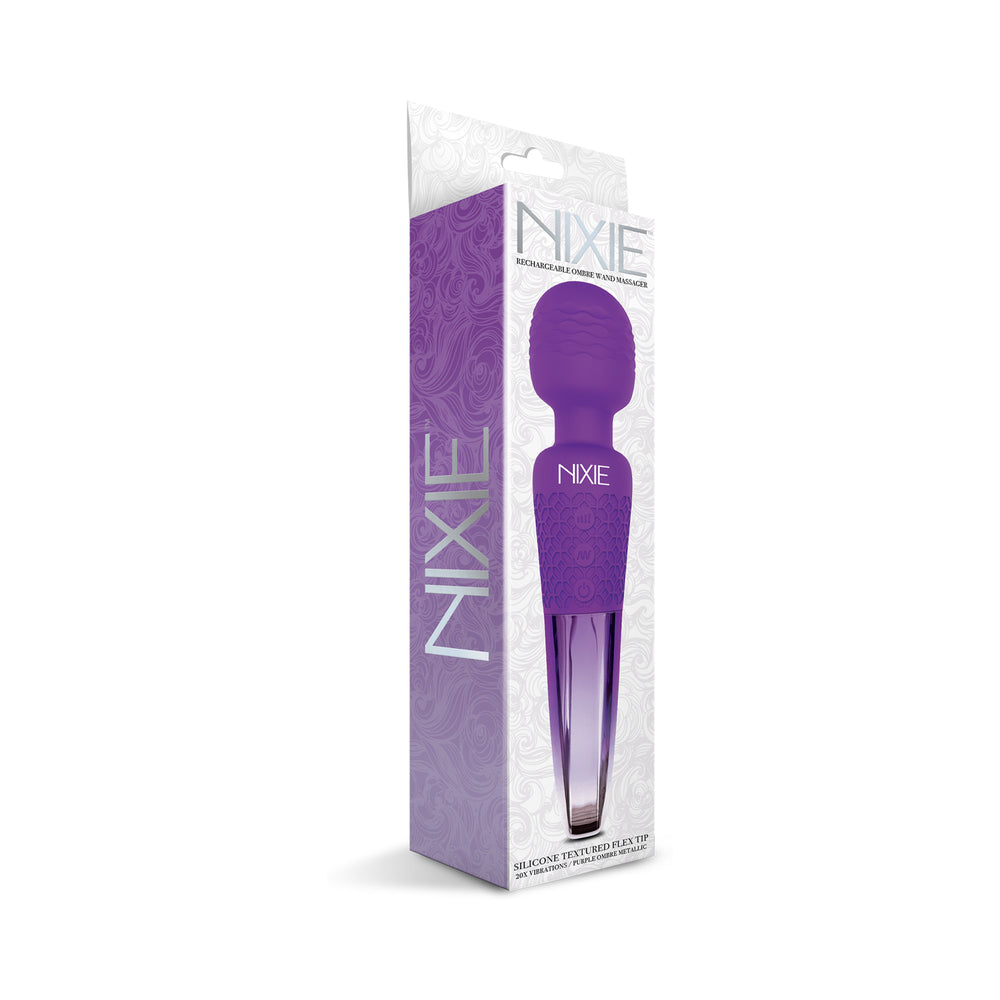 NIXIE RECHARGEABLE WAND MASSAGER PURPLE OMBRE METALLIC